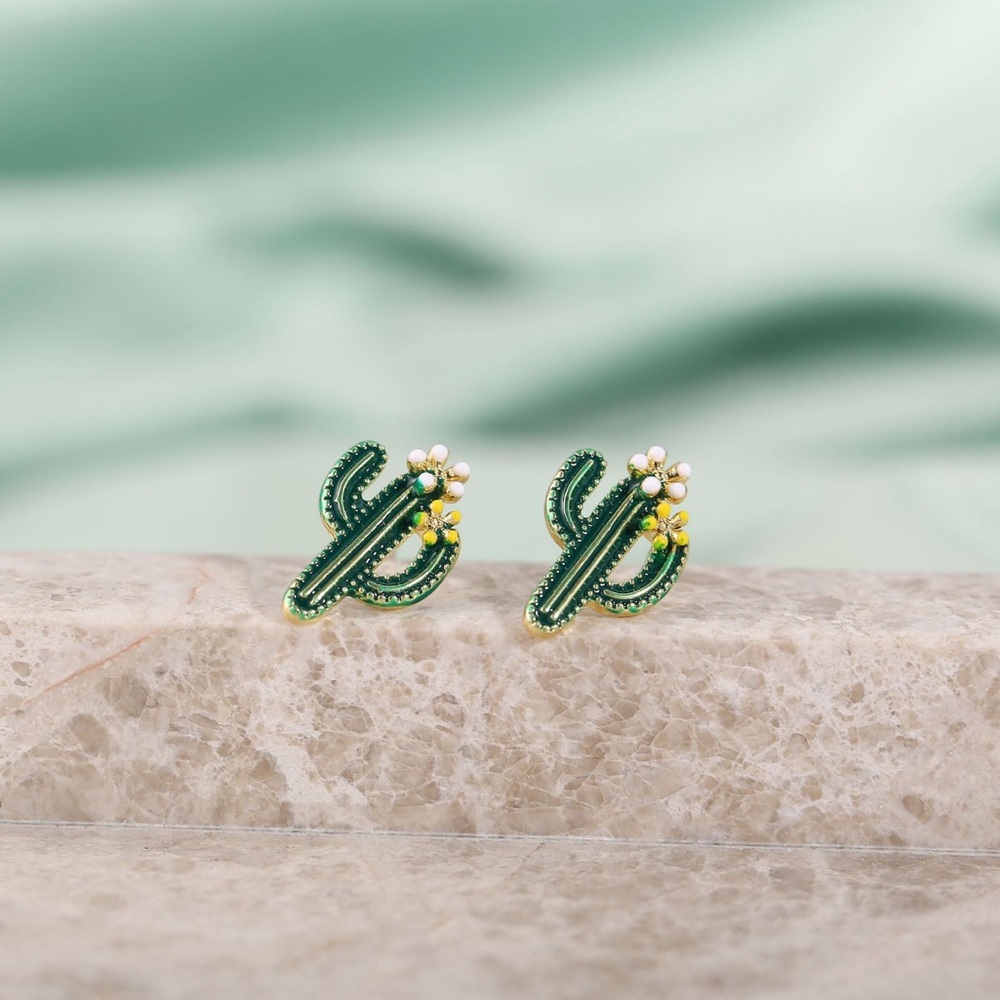 Tropical Cactus Stud Earrings